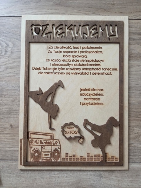 PODZIĘKOWANIA DLA INSTRUKTORA TAŃCA